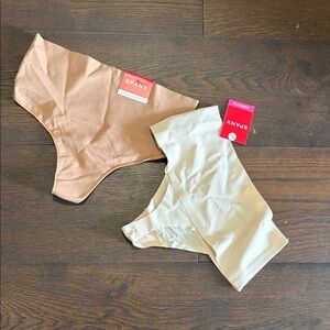 SPANX Seamless Thong Duo in Light Brown & Beige Sz small S NEW NWT